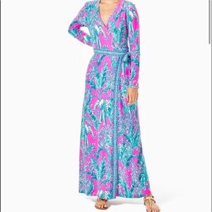 Lilly Pulitzer Marseilles Talk Story To Me Maxi Wrap Dress M